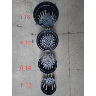 Chậu nhựa đen trồng lan, cây cảnh fi 18