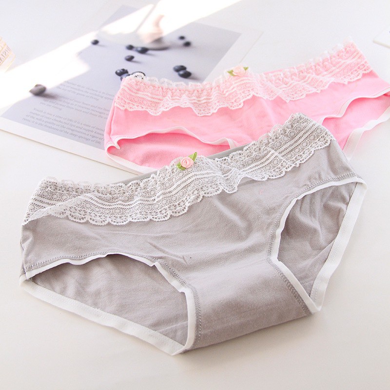 Quần Lót Nữ ❤️FREESHIP❤️ Quần Lót Cotton Nữ viền ren phối hoa nhỏ điệu đà cá tính mã 103