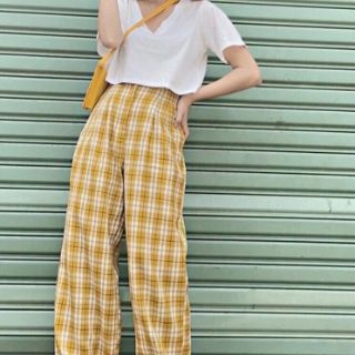 Quần baggy khóa kẻ
