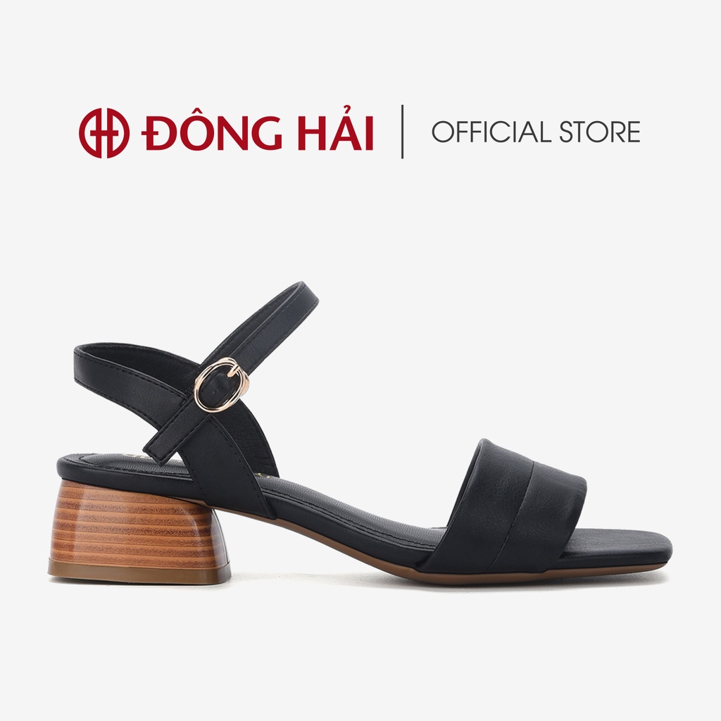 Giày Sandal cao gót nữ Đông Hải mũi vuông quai ngang bản to ôm chân gót vuông thời thượng cao 4cm - S7721