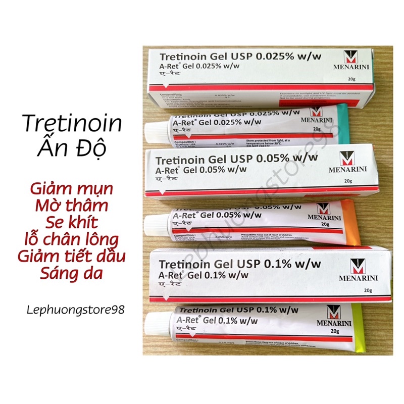 Tretinoin aret gel usp Ấn Độ hỗ trợ giảm mụn, hết sạch mụn và trẻ hóa da
