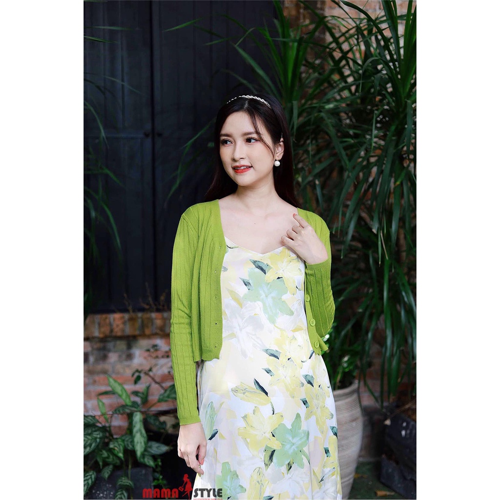 Mama Style, Đầm bầu Váy bầu Set Đầm Lụa + Aó Khoác Cardigan cao cấp