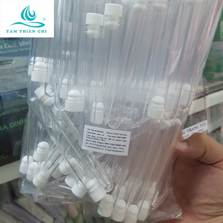 Ống nghiệm nhựa Hồng Thiện Mỹ PS trắng trong có nắp không nhãn 5ml