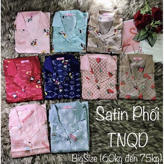 ( BigSize Satin ) Đồ Bộ Pijama BigSize Satin Phối TNQD.