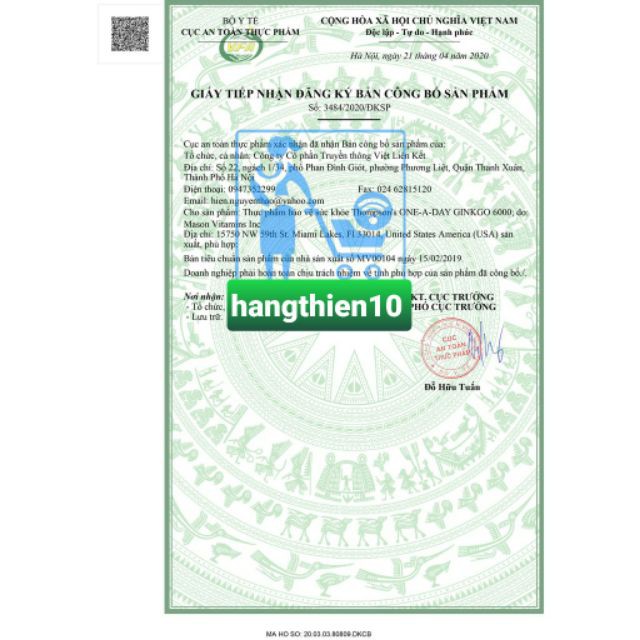 Viên uống bổ não và tuần hoàn máu não - Thompson's One a day Ginkgo 6000mg (60 Viên)