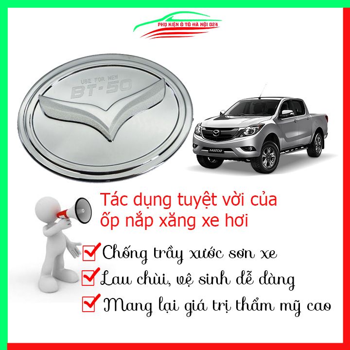 Ốp nắp xăng Bt50 2015-2021 mạ crom bảo vệ chống trầy trang trí ô tô