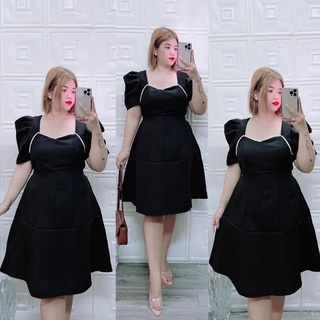 (SHOP TÁO ĐỎ BIGSIZE 50kg đến 90kg ) đầm xoè ngực viền đá
