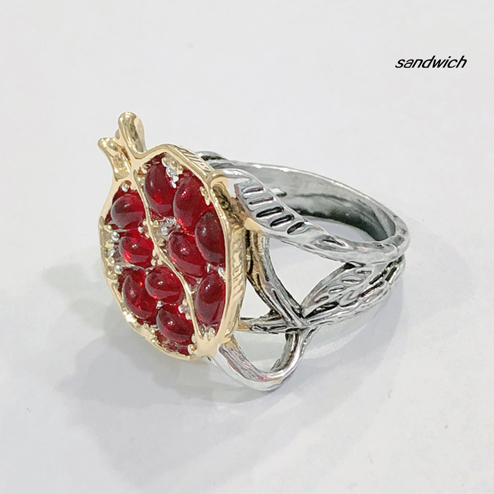 Nhẫn Hợp Kim Đính Đá Garnet Giả Phong Cách Vintage Cho Nữ