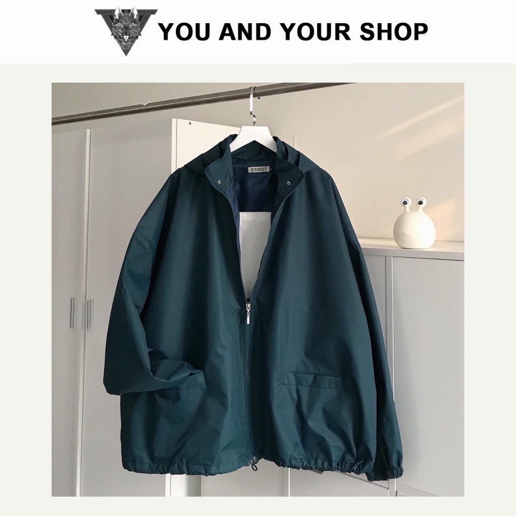 Áo khoác nam nữ - Áo Dù form rộng unisex 3 màu có TEM (nón tháo rời)