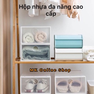 Hộp Đựng Giầy Dép Nhựa Cứng Mica trong Suốt, Thân và Nắp Toàn Bộ Nhựa Cứng, Hàng Cao Cấp