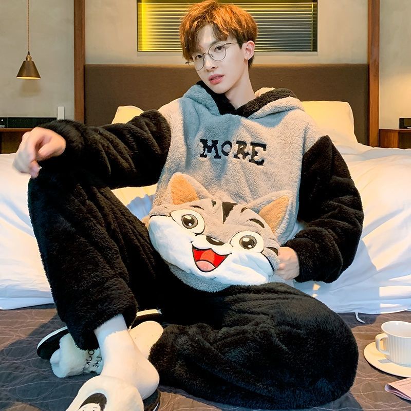 Bộ Đồ Ngủ Cotton Flannel Phong Cách Hoạt Hình Ấm Áp Và Thoải Mái Mặc