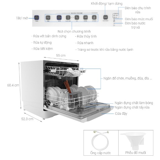 Máy rửa chén Electrolux ESF6010BW 1480W rửa 8 bộ