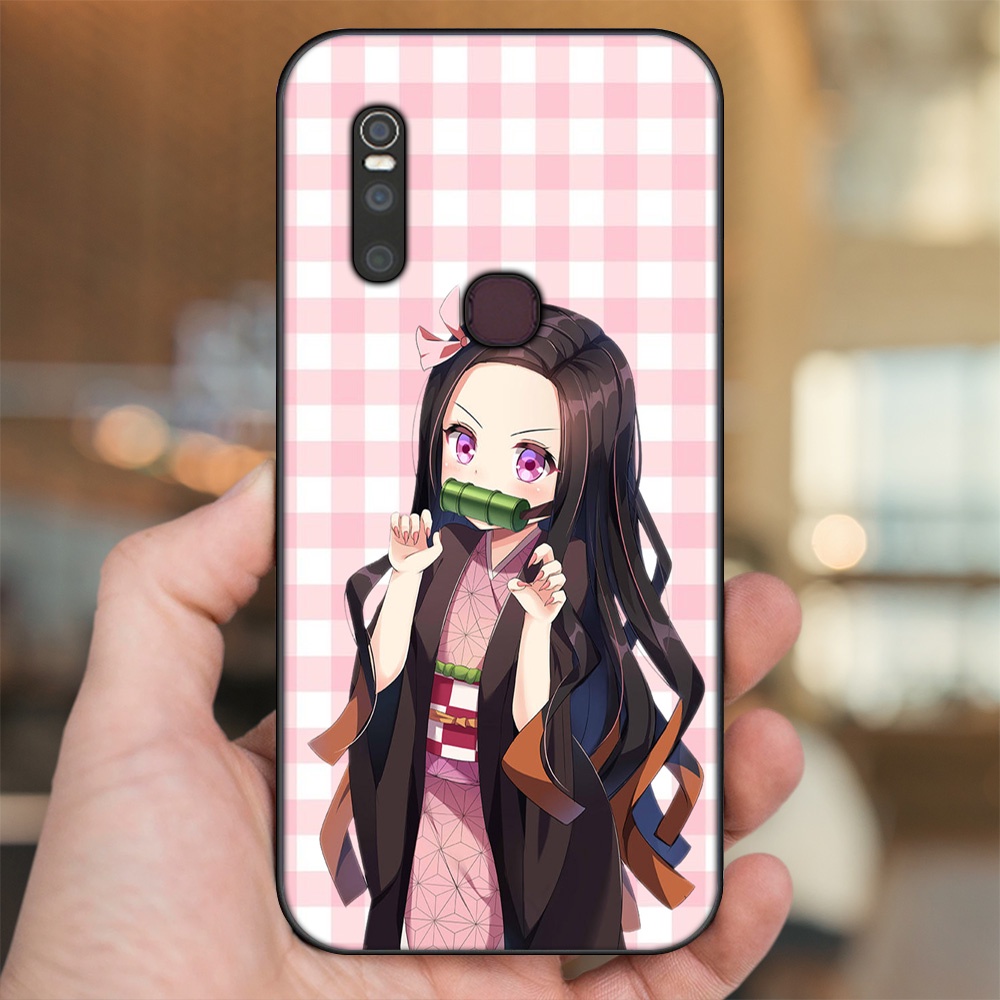 Ốp lưng Vivo V15 viền đen in hình Nezuko Kimetsu no Yaiba