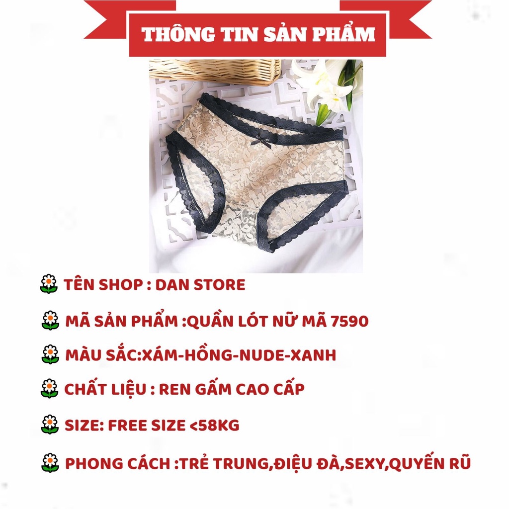 Quần Lót Nữ - Quần Lót Nữ Ren Gấm Sexy phối viền ren gợi cảm quyến rũ tôn dáng sexy DAN STORE MÃ 7590