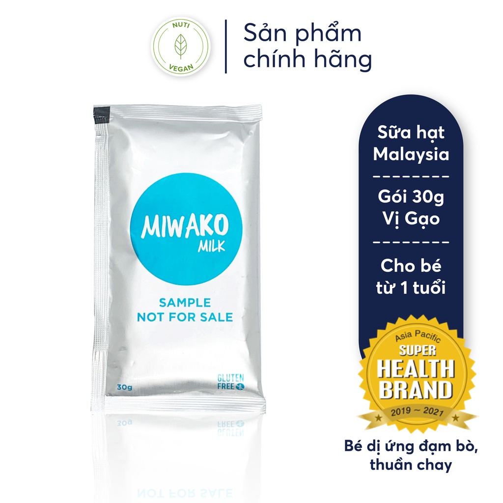 Sữa Hạt Hữu Cơ MIWAKO Nhập Khẩu Malaysia, Gói 30g Vị Gạo, Sữa Dinh Dưỡng Cho Bé Dị Ứng Đạm Bò - nutivegan