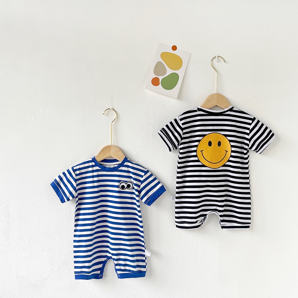 Áo Liền Quần Ngắn Tay In Họa Tiết Thời Trang Hàn Quốc Cho Trẻ Sơ Sinh