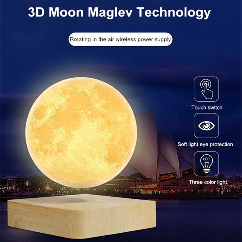 Đèn ngủ mặt trăng lơ lửng LED cảm ứng in 3D cao cấp - Quả Cầu Mặt Trăng Bay Magnetic Levitation 3D Printing Moon Light