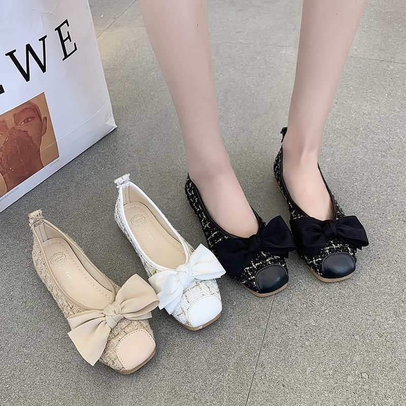 Giày Búp Bê Nữ Mũi Vuông Phối Nơ Thời Trang 2021 | BigBuy360 - bigbuy360.vn