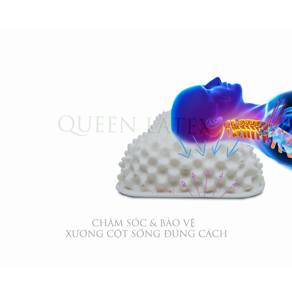 Gối nằm 100% Cao Su Thiên Nhiên Honey Massage Vạn Thành 35x60x12cm