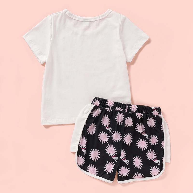 Set áo thun ngắn tay + quần short Mikrdoo thời trang mùa hè cho bé gái