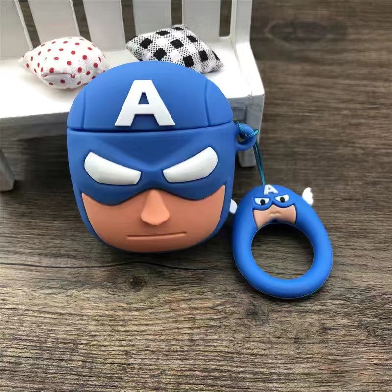 Vỏ Bảo Vệ Hộp Sạc Tai Nghe AirPods 1 / 2 / 3 Bằng Silicon Họa Tiết Hoạt Hình Marvel Hero Chống Rơi