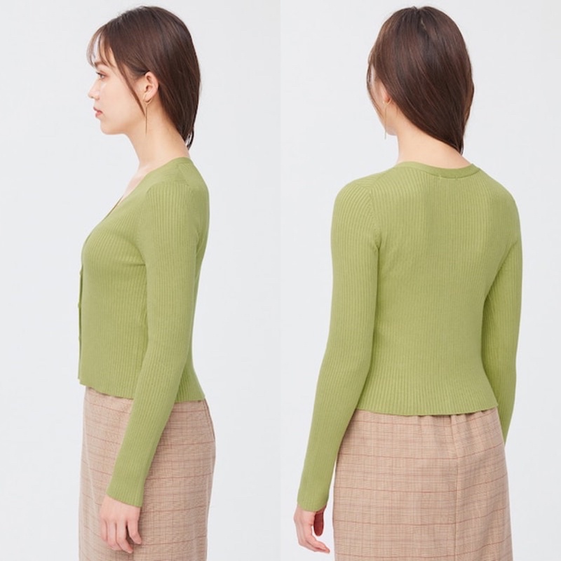 Áo khoác len tăm nữ cổ tim cài khuy cardigan xinh xắn của GU - Nhật