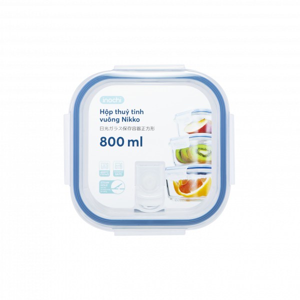 Hộp Thủy Tinh Nikko 320ml-520ml-800ml Hộp đựng thức ăn thủy tinh Inochi