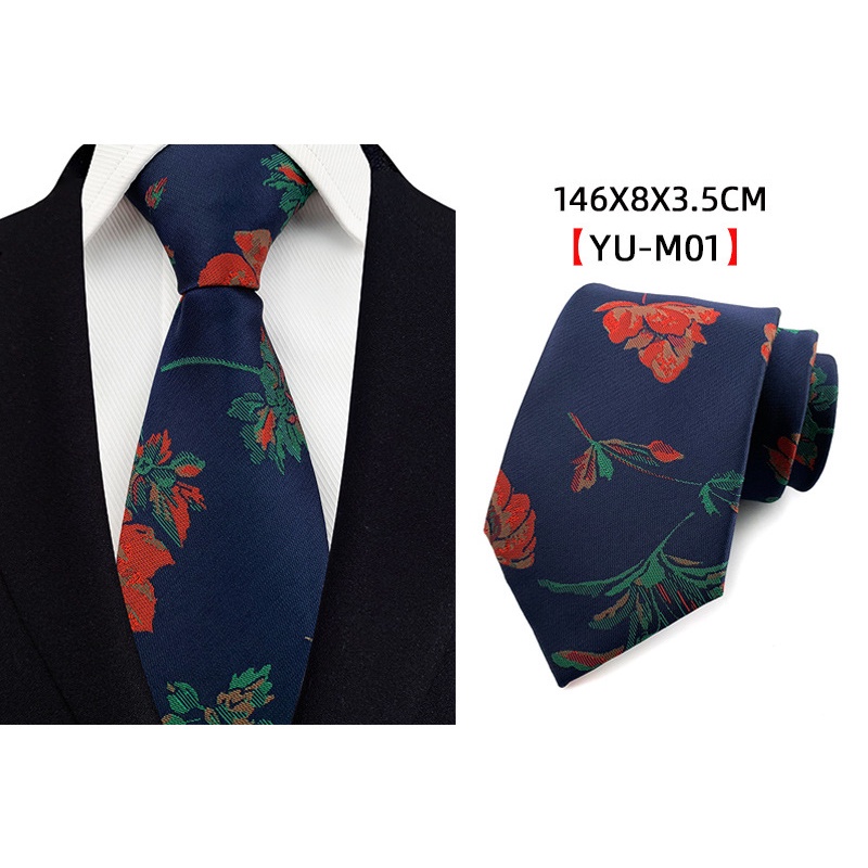 Cà Vạt Lụa Bản Hẹp 8cm In Họa Tiết Hoa Thời Trang Dành Cho Nam
