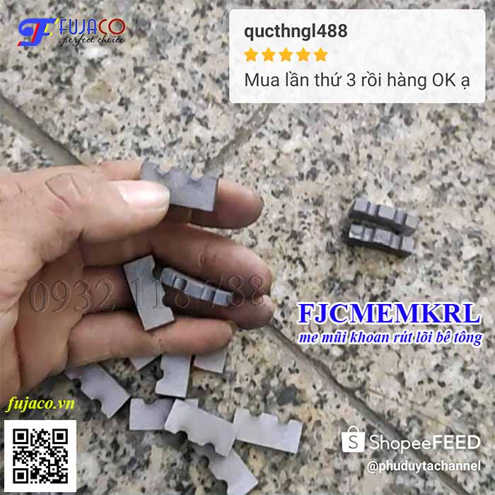 Me mũi khoan rút lõi bê tông FUJACO - hàn răng tái sử dụng chất lượng như mới  - FJCMEMKRL