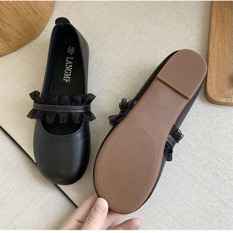 Giày búp bê mũi tròn đế bệt phong cách vintage Hàn quốc xinh xắn cho nữ - Mã GB45