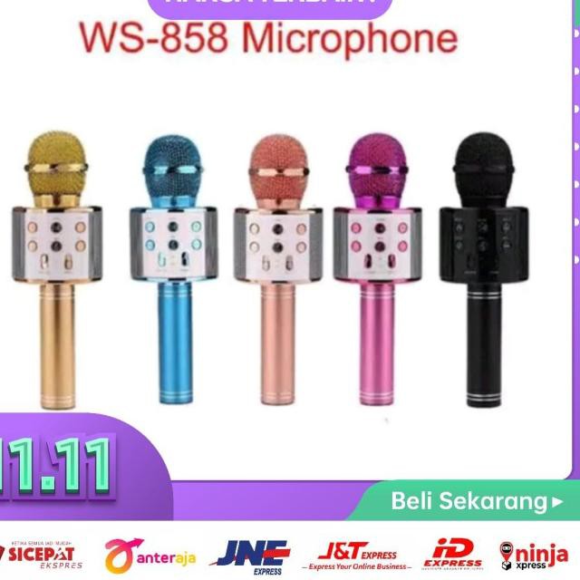 ✽➟ Micro Cầm Tay Không Dây Ws 858 Kết Nối Bluetooth ★★★ Tcq Áo Thun Tay Ngắn Cổ Tròn In Hình Thời Trang Cá Tính