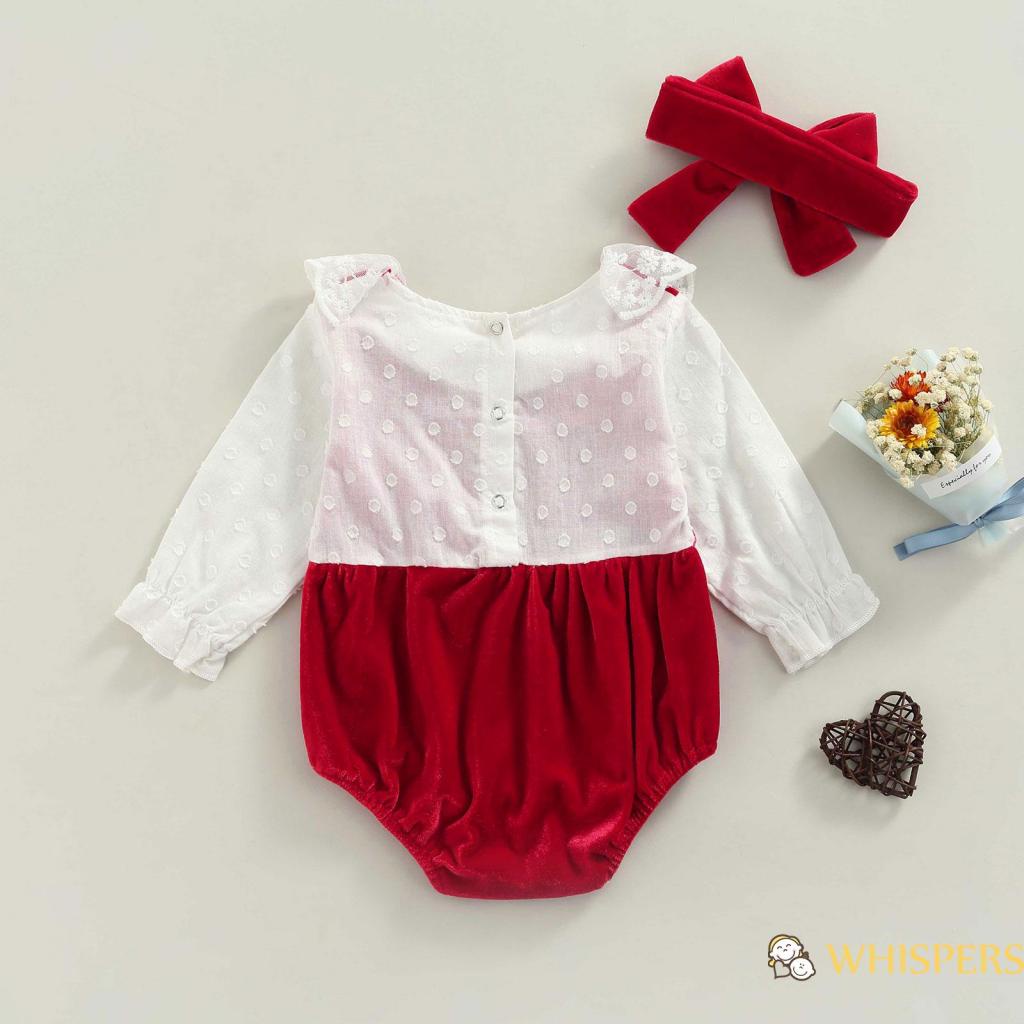 Bộ áo liền quần hai mảnh tay dài màu đỏ rượu kèm băng đô đội đầu cho bé gái