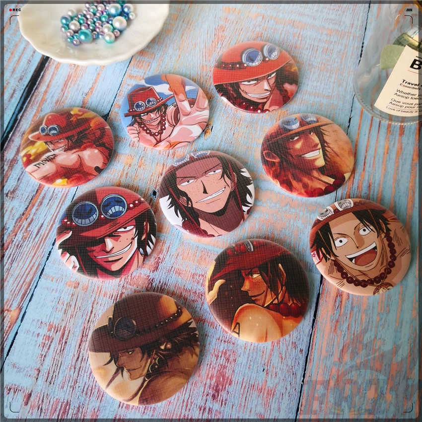 ☠ One Piece Character 03 ：Portgas·D· Ace - Anime Cosplay Badge Cài áo ☠ 1Pc 58MM Collection Brooches Pins for Backpack Clothes（Ace Series ：9 Styles）
