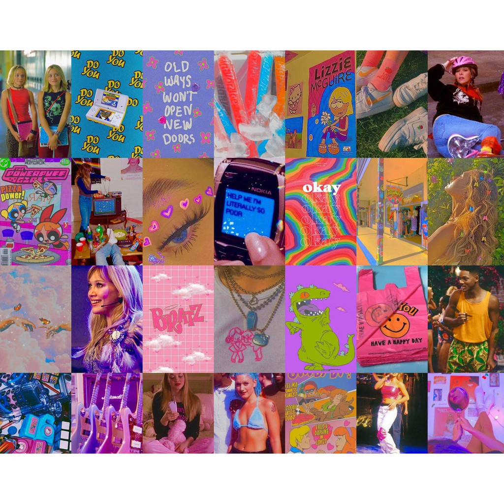 12 tấm Wall Collage keo sẵng lột dán tường trang trí phòng ngủ - theme 90s Vintage