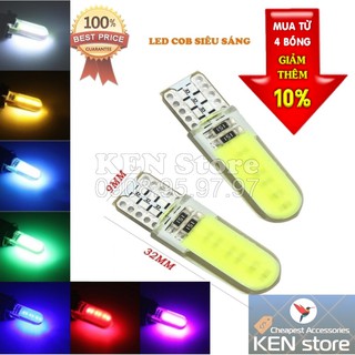 Bóng LED T10 đèn xi nhan, đèn demi xe máy ô tô chip COB