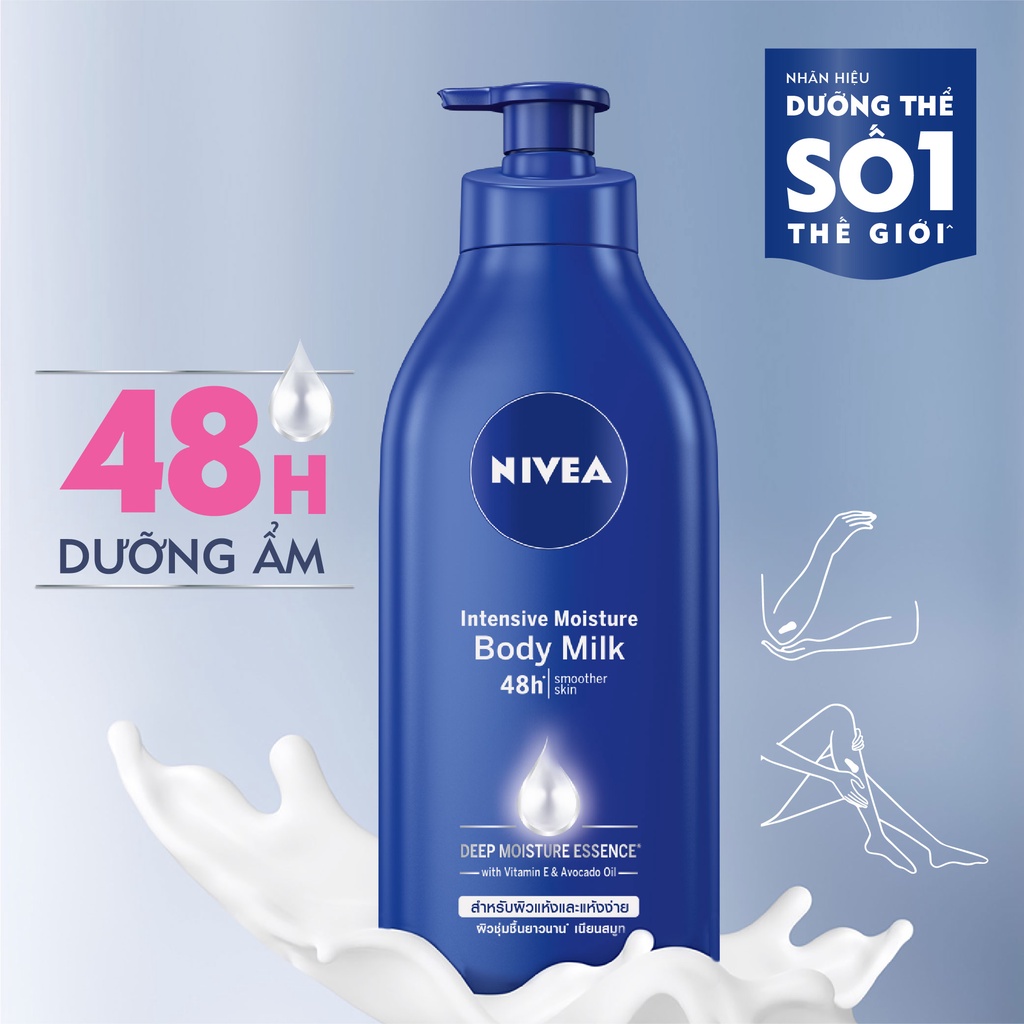 Bộ đôi dưỡng thể NIVEA  dưỡng ẩm &amp; làm mịn da 600ml: Dưỡng thể dưỡng ẩm chuyển sâu 48H &amp; Dưỡng thể dưỡng da trắng mịn