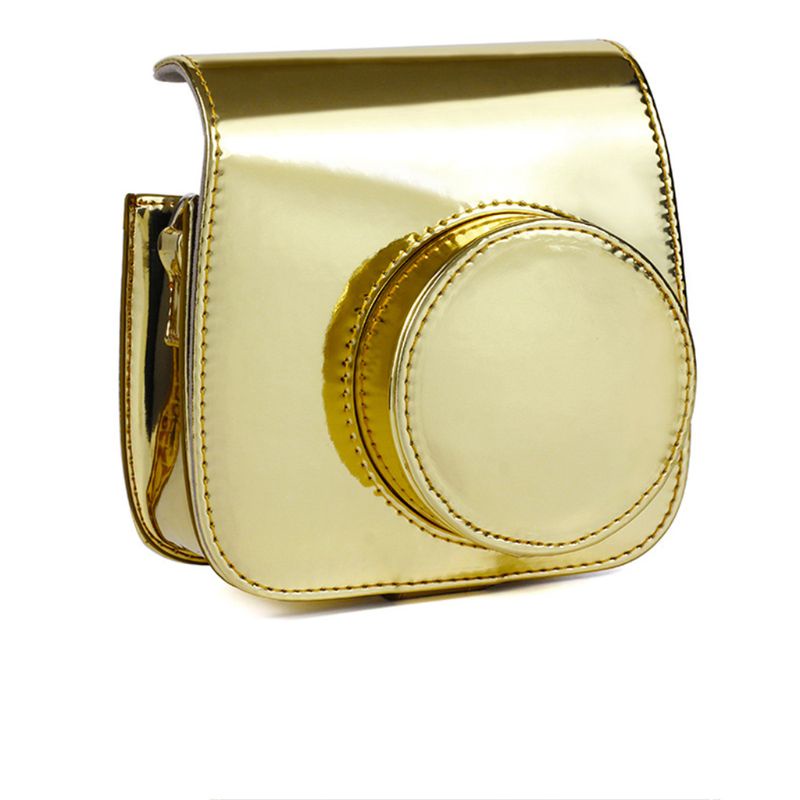 Zzz Túi Đựng Máy Ảnh Màu Vàng Tráng Gương Sáng Bóng Có Dây Đeo Vai