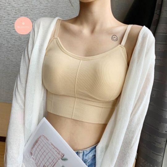 Áo lót bra tập gym yoga, brallte chất cotton co dãn, dài ôm kín người, Queennga