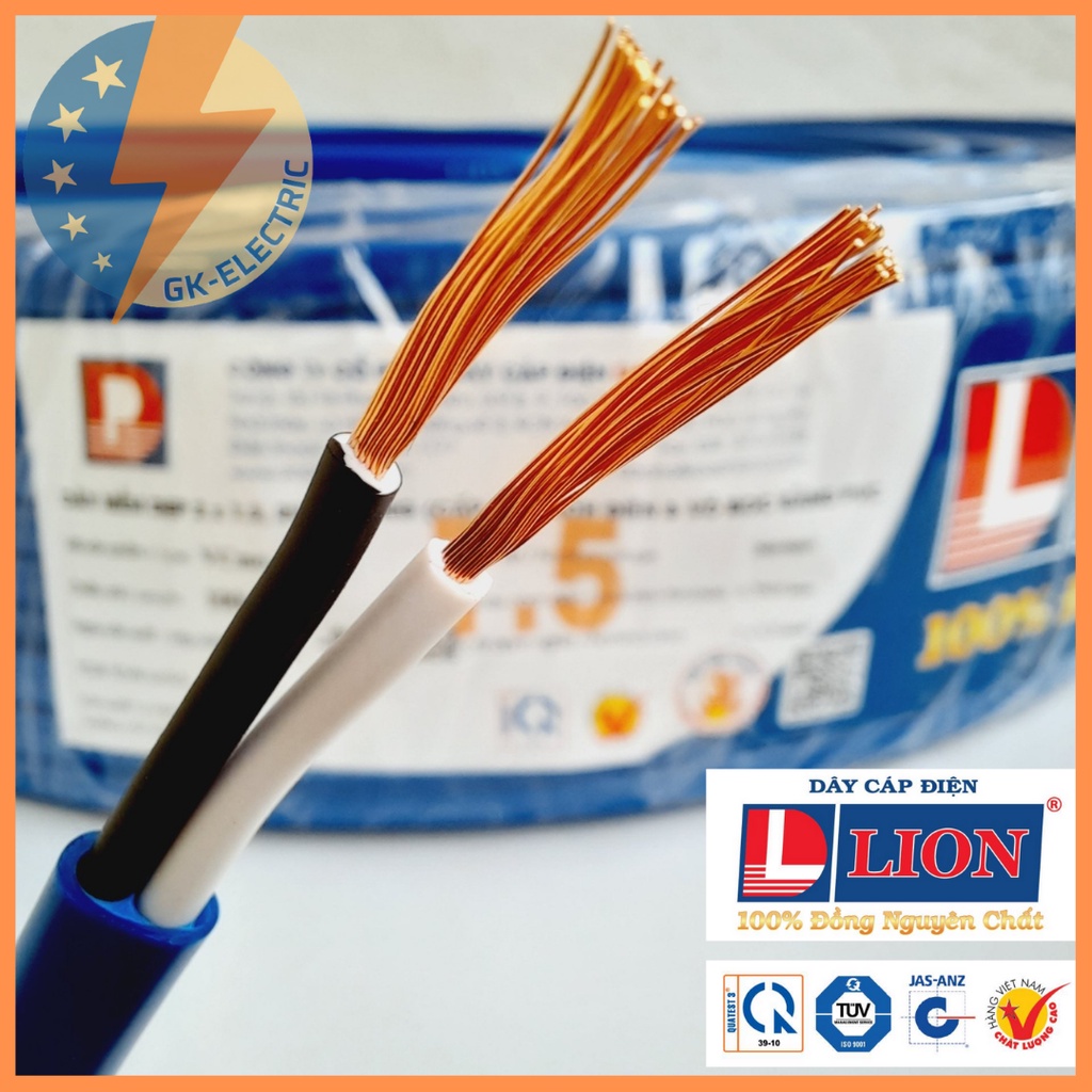 Dây điện đôi oval, 2 lớp cách điện LION VCmo 2 x 1.5 - màu ngẫu nhiên