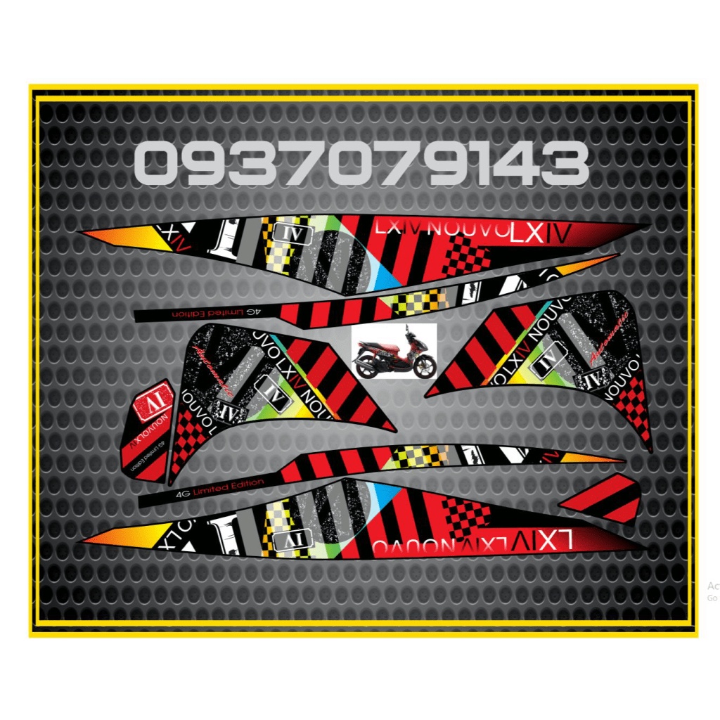 TEM XE NOUVO LX HOA VĂN ZIN ĐỎ ĐEN -- SHIN DECAL 2