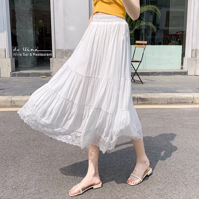 💃 Chân Váy Nữ Phối Ren Váy Vintage Dáng Dài | BigBuy360 - bigbuy360.vn