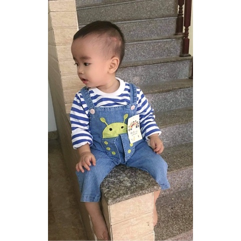 Set quần yếm Jeans, áo nỉ da cá cho bé trai, bé gái