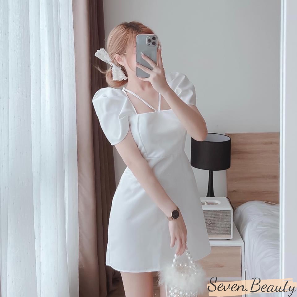 [FREESHIP ĐƠN TỪ 50K] Váy tay bồng cổ vuông thắt dây cổ