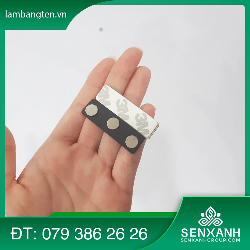 10 viên nam châm đeo bảng tên cài áo, nam châm cài bảng tên 3 nút, kích thước 45x13 mm.