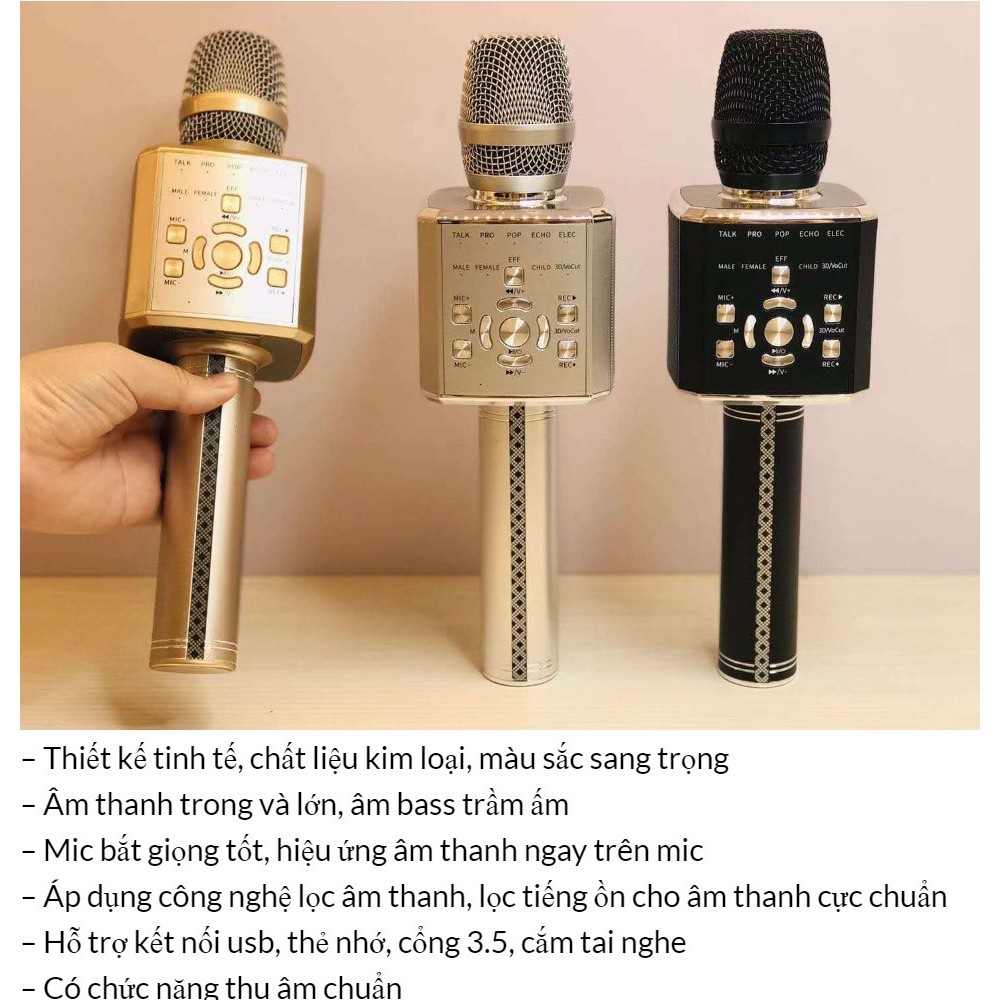 Micro YS-97 Mic karaoke bluetooth tích hợp live stream sound card 3 in 1 cao cấp - Hàng chính hãng