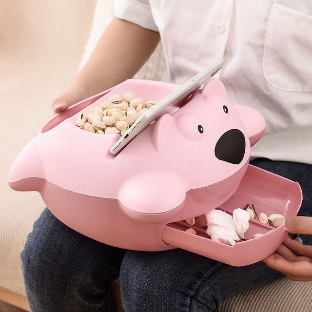 Hộp đựng đồ ăn vặt hình thú kèm đỡ điện thoại đa năng