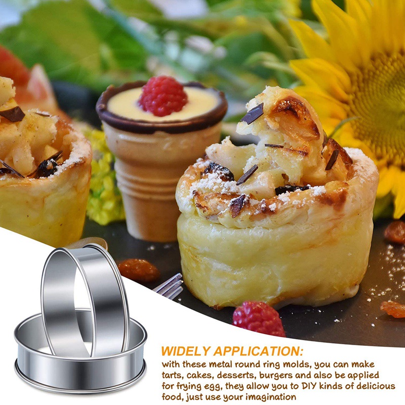 Set 10 Vòng Thép Không Gỉ Làm Bánh Tart Crumpet Hình Tròn