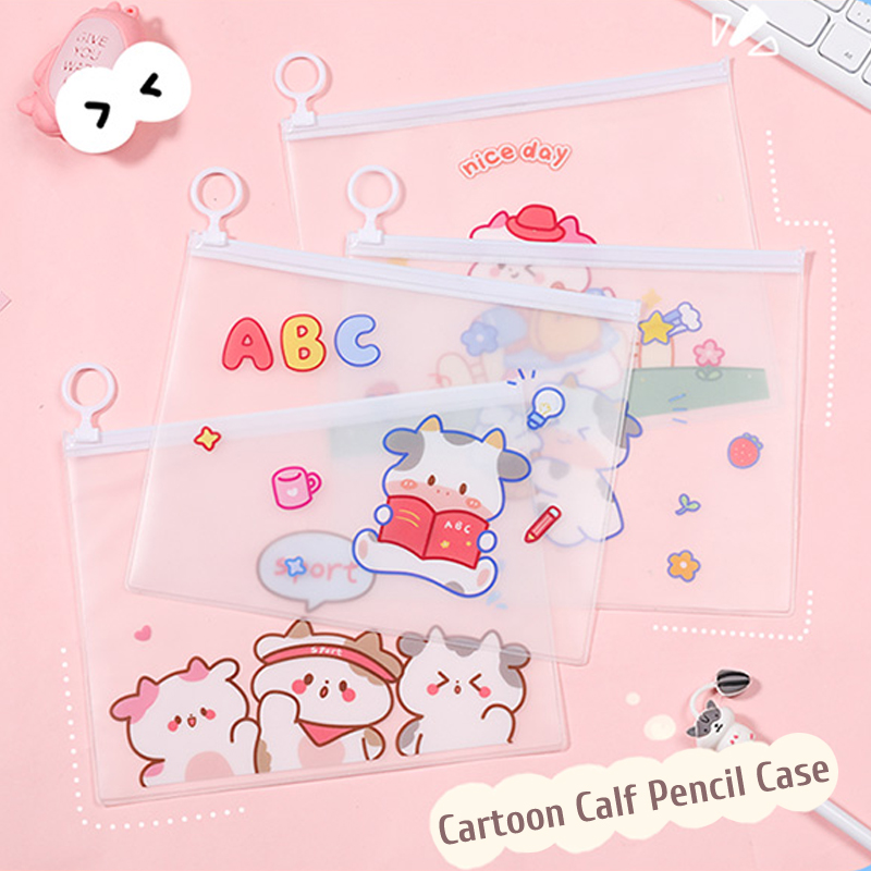 Túi Đựng Bút Khóa Kéo Chất Liệu PVC Họa Tiết Hoạt Hình Xinh Xắn