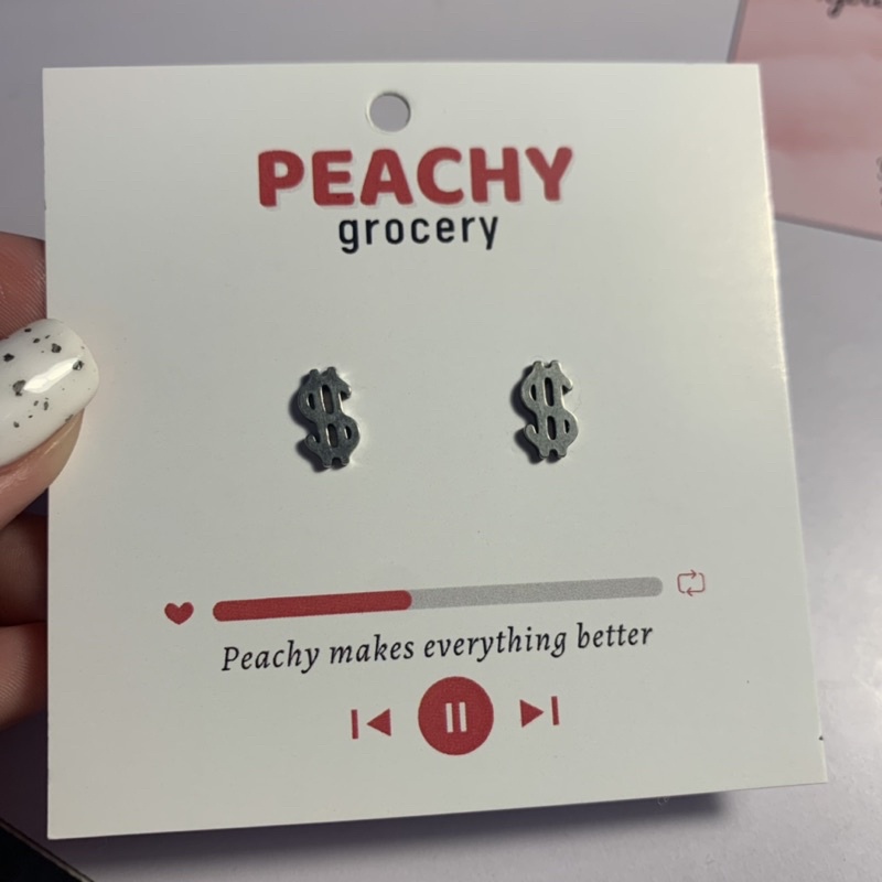 Khuyên Tai Thép Titan Hình Đồng Đôla Phong Cách Cá Tính Dành Cho Cả Nam Và Nữ Unisex Peachy