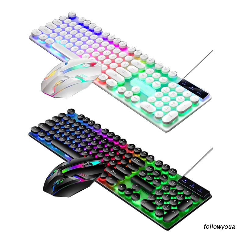 Bộ bàn phím và chuột chơi game có dây USB phong cách punk retro